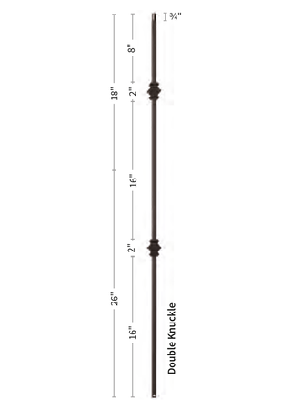 Iron Baluster Double Knuckle 9007-TB - dimensions