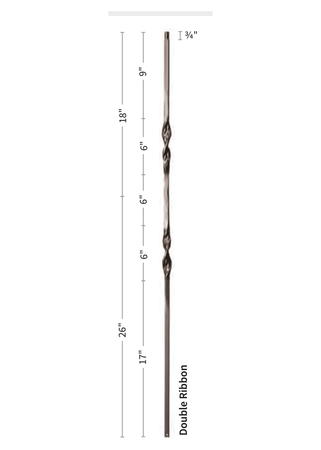 Iron Baluster Double Ribbon 9011-RS - dimensions