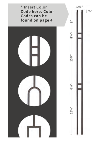 Iron Baluster 2-1/4" x 44" Double Bar 9087-CS - dimensions