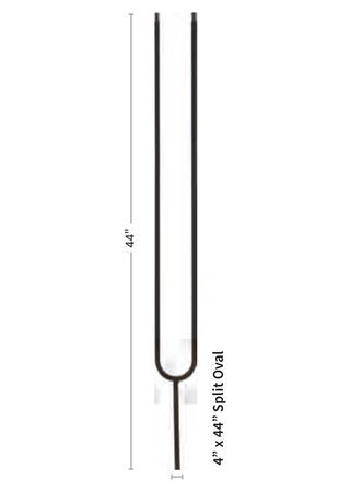 Iron Baluster 4" x 44" Split Oval 9092-CS - dimensions