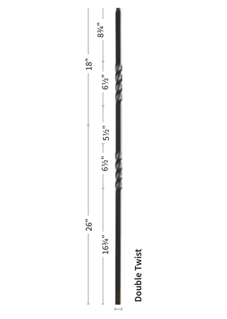 Iron Baluster Mega Double Twist 9902-TB - dimensions