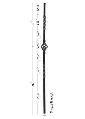 Iron Baluster Mega Single Basket 9903-TB - dimensions