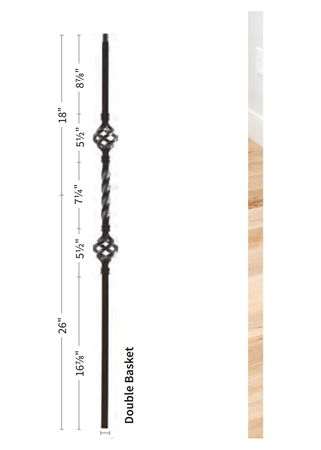 Iron Baluster Mega Double Basket 9904-TB - dimensions