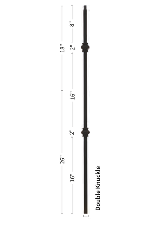 Iron Baluster Mega Double Knuckle 9907-TB - dimensions
