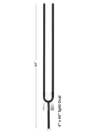 Iron Baluster Mega 4" x 44" Split Oval 9992-CS - dimensions