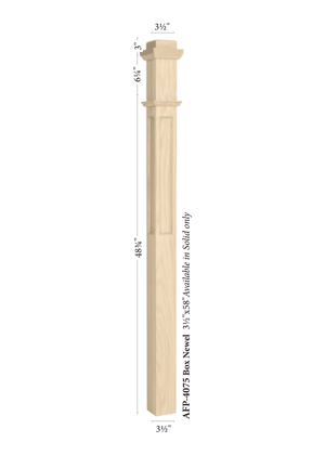 Box Newel Post 4075 - Solid Flat Panel (Assembled) dimensions