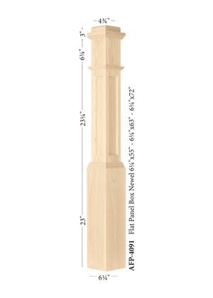 Box Newel Post 4091 - Flat Panel (Assembled) style dimensions