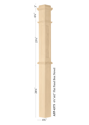 Box Newel Post 4375 - Flat Panel (Assembled) style dimensions