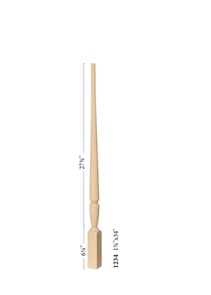 Elegant Rise Pin Top Baluster 1234 - 34 inch dimensions