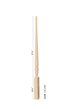 Elegant Rise Pin Top Baluster 1234 - 38 inch dimensions