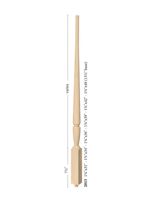 Pin Top Baluster 2015 - Plain style dimensions