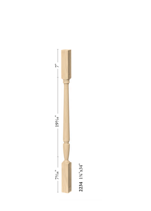 Elegant Rise Square Top Baluster 2234 - 34 inch dimensions