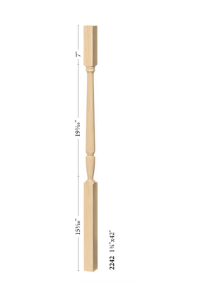 Elegant Rise Square Top Baluster 2234 - 42 inch dimensions