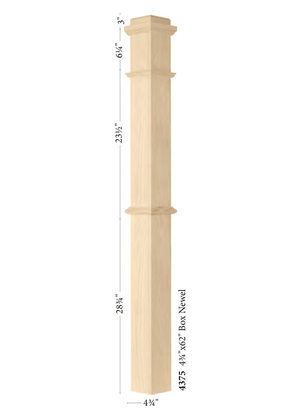 Box Newel Post 4375 - Plain style dimensions