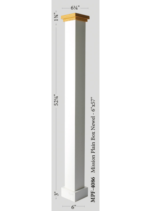 Mission Box Newel Post 4086 - Panel style dimensions